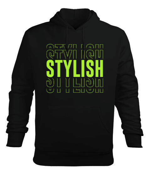 Tisho - Açık Yeşil Stylish Yazı Tasarımlı Erkek Kapüşonlu Hoodie Sweatshirt