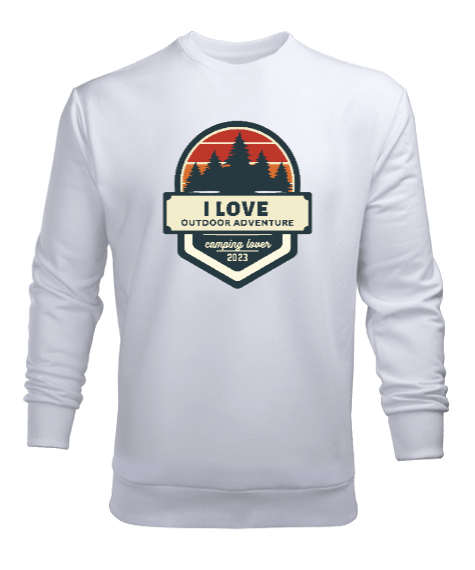 Tisho - Açıkhava Maceraları Seviyorum 2023 Kampçı ve Dağcı Özel Tasarım Beyaz Erkek Sweatshirt