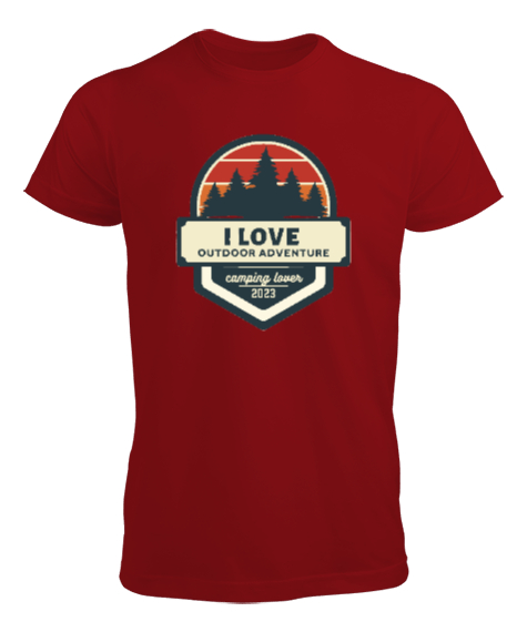 Tisho - Açıkhava Maceraları Seviyorum 2023 Kampçı ve Dağcı Özel Tasarım Kırmızı Erkek Tişört
