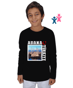 adana şehir,Türkiye,Türkiye bayrağı. Çocuk Unisex Uzunkollu - Tisho