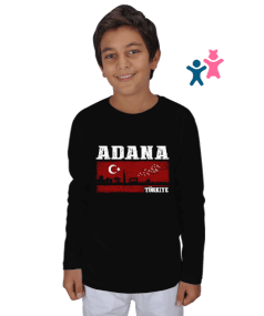 adana şehir,Türkiye,Türkiye bayrağı. Çocuk Unisex Uzunkollu - Tisho