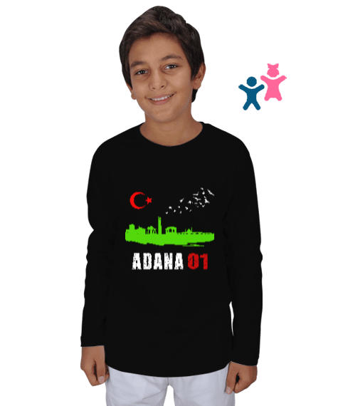 Tisho - adana şehir,Türkiye,Türkiye bayrağı. Çocuk Unisex Uzunkollu