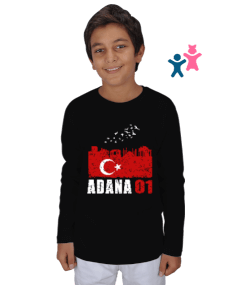 adana şehir,Türkiye,Türkiye bayrağı. Çocuk Unisex Uzunkollu - Tisho