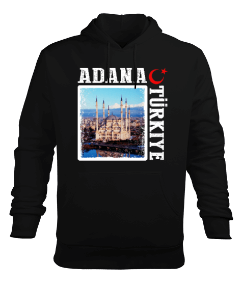 adana şehir,Türkiye,Türkiye bayrağı. Erkek Kapüşonlu Hoodie Sweatshirt - Tisho