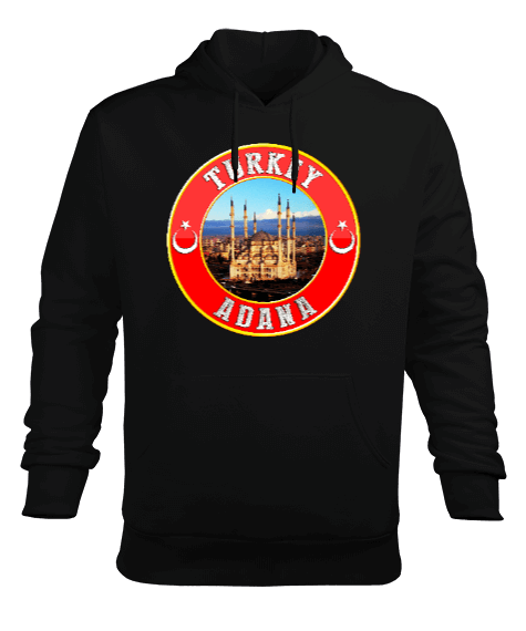 Tisho - adana şehir,Türkiye,Türkiye bayrağı. Erkek Kapüşonlu Hoodie Sweatshirt