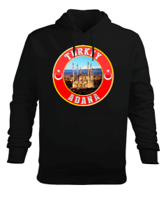 adana şehir,Türkiye,Türkiye bayrağı. Erkek Kapüşonlu Hoodie Sweatshirt - Tisho