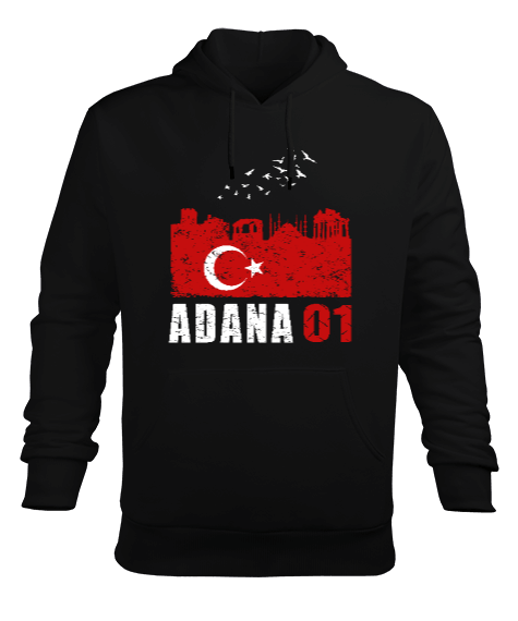 adana şehir,Türkiye,Türkiye bayrağı. Erkek Kapüşonlu Hoodie Sweatshirt - Tisho