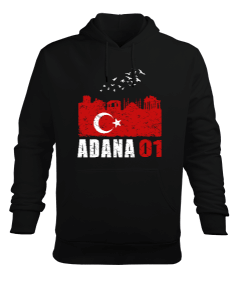adana şehir,Türkiye,Türkiye bayrağı. Erkek Kapüşonlu Hoodie Sweatshirt - Tisho