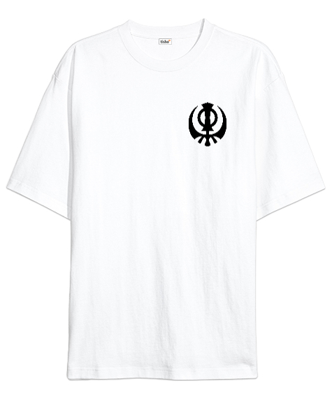 Tisho - Adi Shakti Sembol - İkon Beyaz Oversize Unisex Tişört