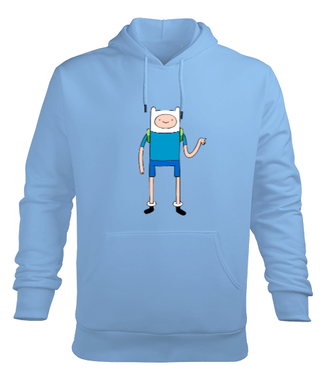 Tisho - Adventure Time Sweatshirt Erkek Mavi Erkek Kapüşonlu Hoodie Sweatshirt