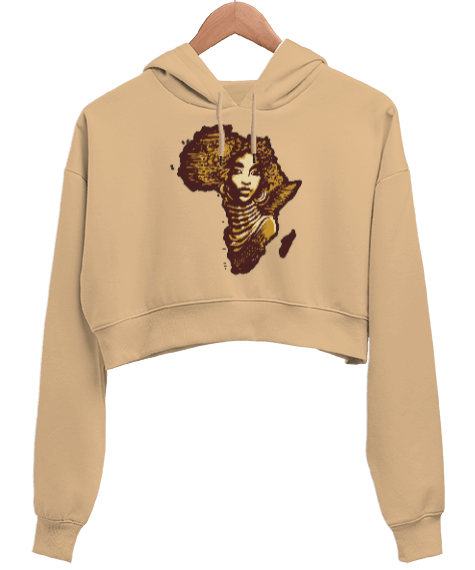 Tisho - African Woman Kadın Crop Hoodie Kapüşonlu Sweatshirt