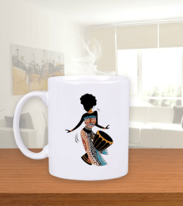 Tisho - Afrika Art Kadın Figür Beyaz Kupa Bardak