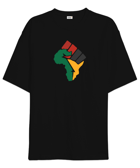 Tisho - Afrika çölleri Bayrak Siyah Oversize Unisex Tişört