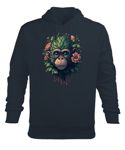 Tisho - Ağaç kabuğu maymunu Füme Erkek Kapüşonlu Hoodie Sweatshirt