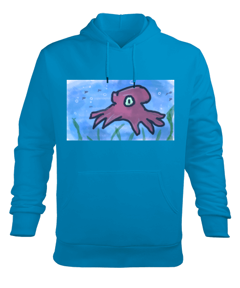 Tisho - Ahtapot Kırmızı Hoodie Erkek Erkek Kapüşonlu Hoodie Sweatshirt