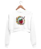 AIDesigns Beyaz Kadın Crop Sweatshirt - Tisho