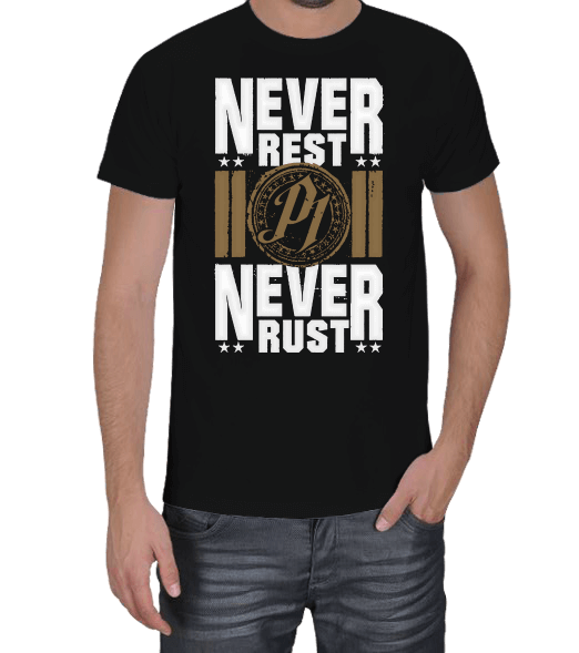 Tisho - AJ Styles Never REST Never Rust Erkek Tişört