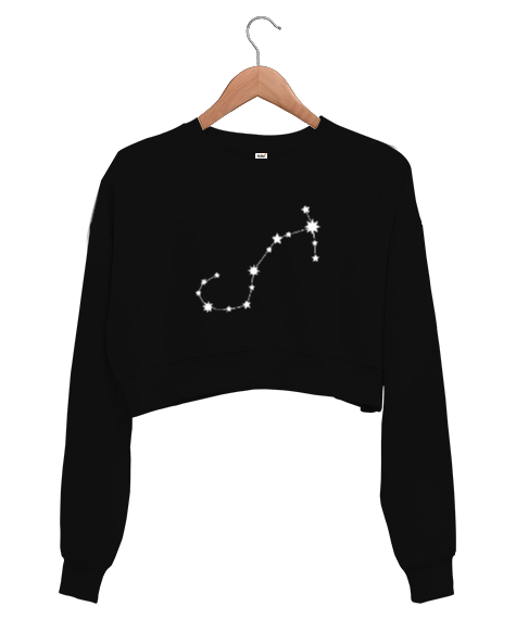 Tisho - Akrep Burcu Takım Yıldızı Siyah Kadın Crop Sweatshirt