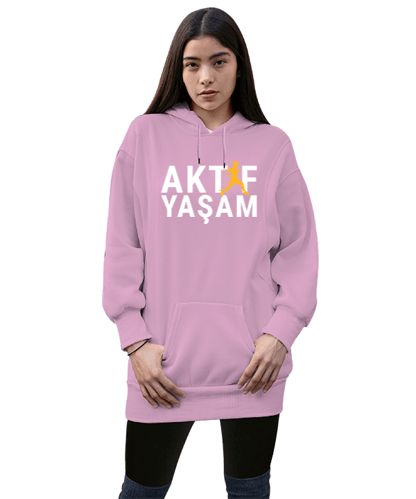 Tisho - aktif yaşam Kadın Uzun Hoodie Kapüşonlu Sweatshirt