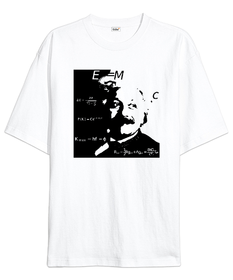 Tisho - Albert Einstein Beyaz Oversize Unisex Tişört