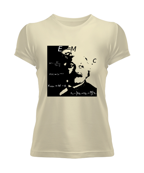 Tisho - Albert Einstein Krem Kadın Tişört