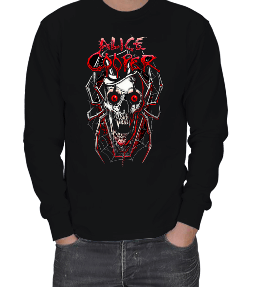 Tisho - Alice Cooper - Skull Spider ERKEK SWEATSHIRT