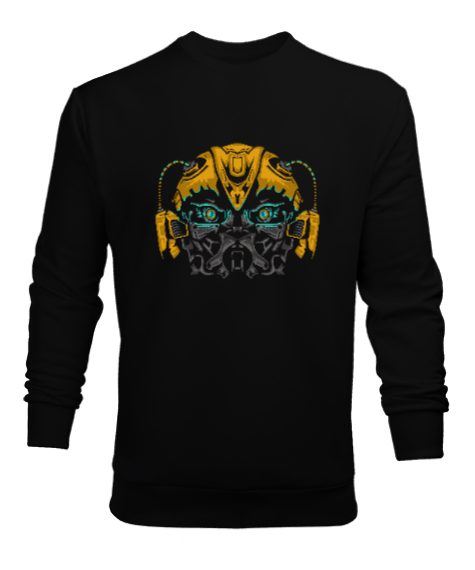 Tisho - Alien Head - Yaratık Siyah Erkek Sweatshirt
