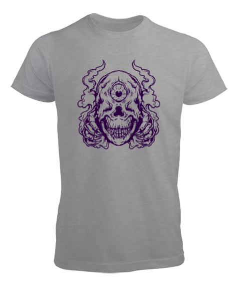 Tisho - Alien Skull - Yaratık Kafatası Gri Erkek Tişört