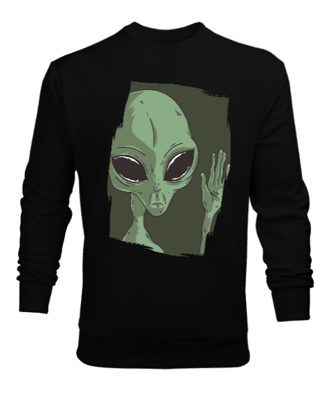 Tisho - Alien Uzaylı Siyah Erkek Sweatshirt
