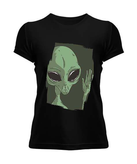 Tisho - Alien Uzaylı Siyah Kadın Tişört