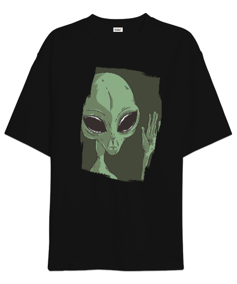 Tisho - Alien Uzaylı Siyah Oversize Unisex Tişört