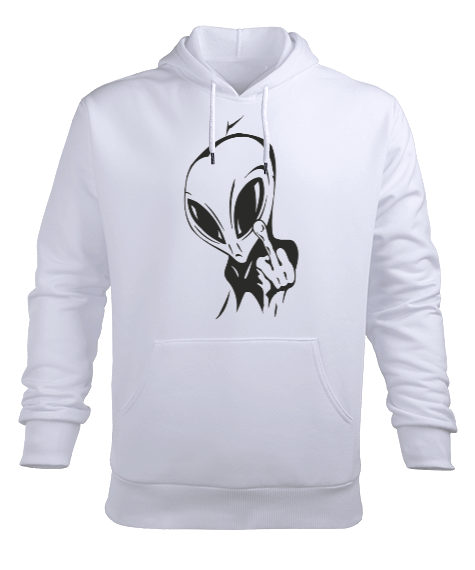 Tisho - Alien Uzaylı Tasarım Baskılı Erkek Kapüşonlu Hoodie Sweatshirt
