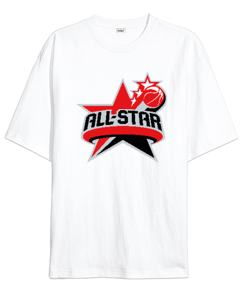 Tisho - All Star Beyaz Oversize Unisex Tişört