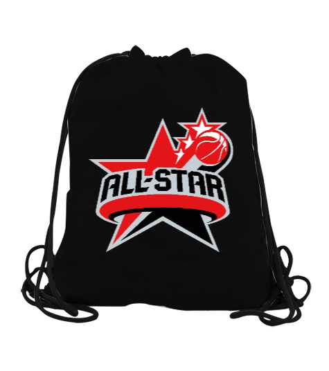 Tisho - All Star Siyah Büzgülü Spor Çanta