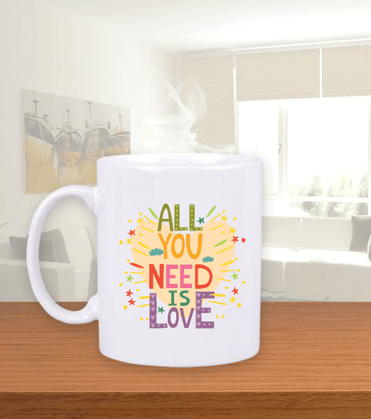 Tisho - All you need is love baskılı Beyaz Kupa Bardak