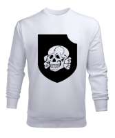 ALMAN SEÇKİN SAVAŞ BİRLİĞİ KOMANDO KURU KAFA SKULL Beyaz Erkek Sweatshirt - Tisho
