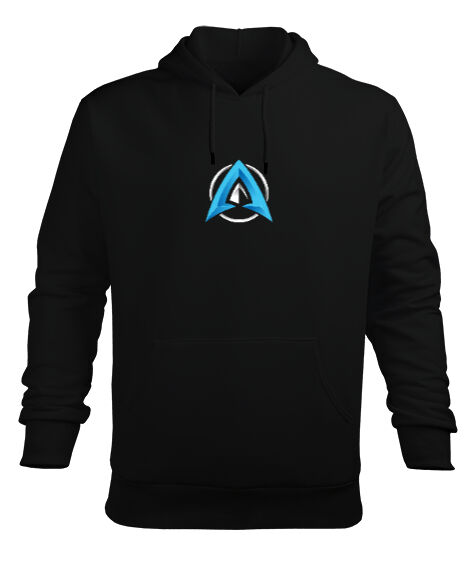 Tisho - Alpha - Alfa - Siyah Erkek Kapüşonlu Hoodie Sweatshirt