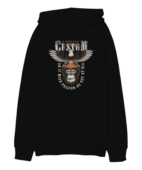 Tisho - american custom tasarımlı 2 Oversize Unisex Kapüşonlu Sweatshirt