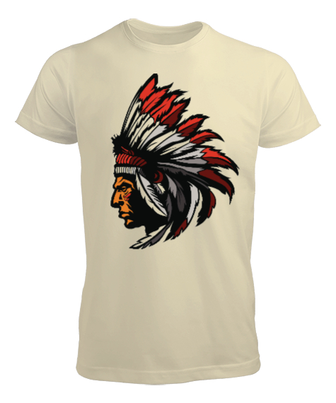 Tisho - american indian Krem Erkek Tişört