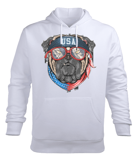 Tisho - Amerikan Bulldog Amerikan rüyası Erkek Kapüşonlu Hoodie Sweatshirt
