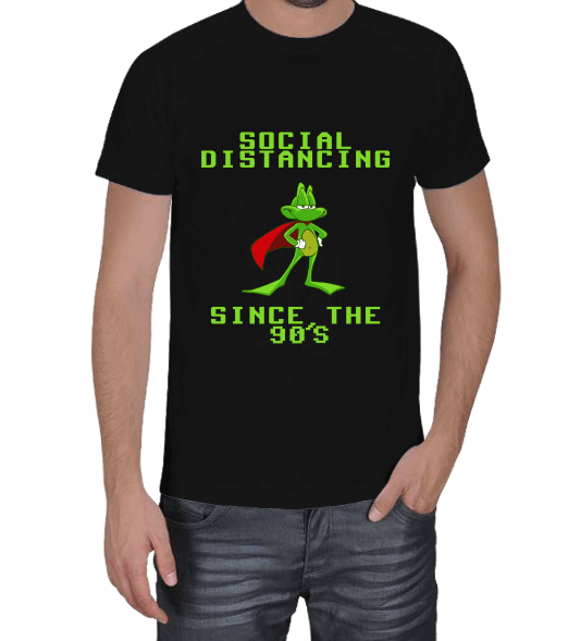 Tisho - Amiga Super Frog Social Distancing Erkek Tişört