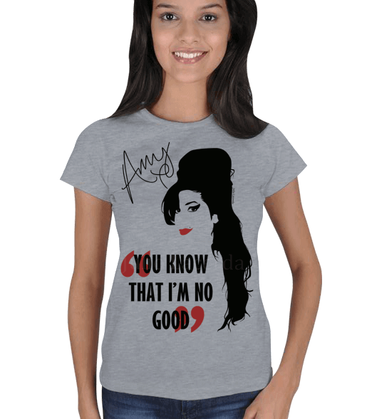 Tisho - Amy Winehouse Bayan Kısa Tişört Kadın Tişört