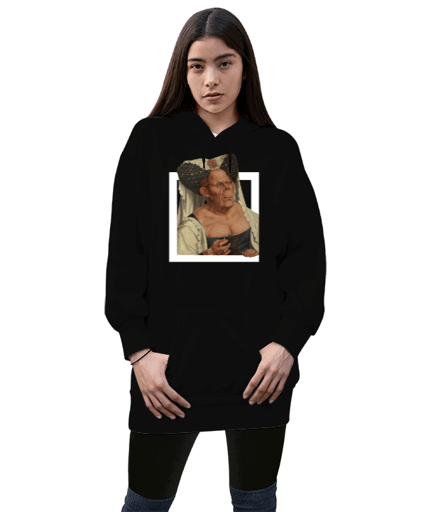 Tisho - An Old Woman Kadın Uzun Hoodie Kapüşonlu Sweatshirt