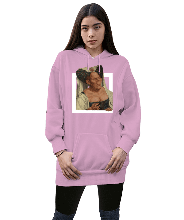 Tisho - An Old Woman Kadın Uzun Hoodie Kapüşonlu Sweatshirt