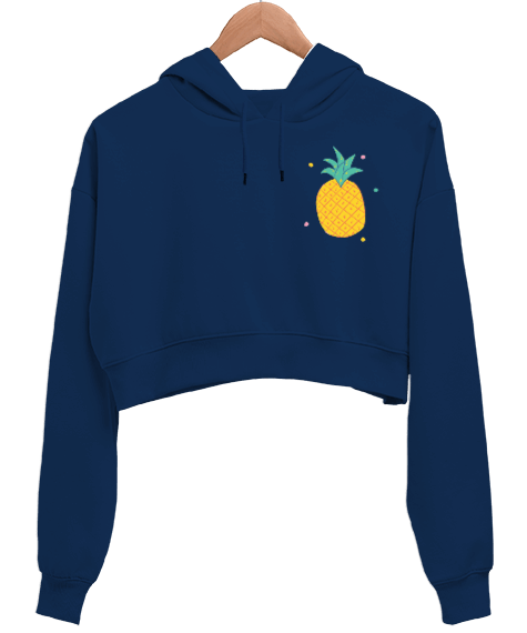 Tisho - Ananas Kadın Crop Hoodie Kapüşonlu Sweatshirt