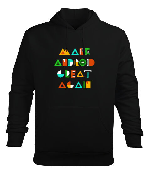 Tisho - Android Siyah Erkek Kapüşonlu Hoodie Sweatshirt