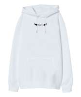 Angel Eye - Melek Gözleri - Kanatlar - Sırt Baskılı Beyaz Oversize Unisex Kapüşonlu Sweatshirt - Tisho