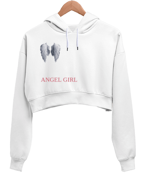 Tisho - angel girl Kadın Crop Hoodie Kapüşonlu Sweatshirt