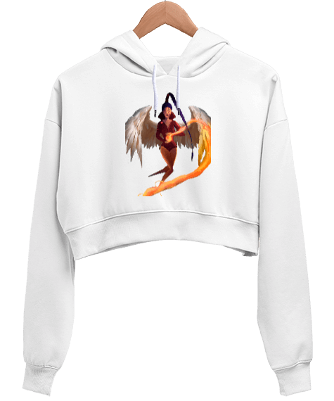 Tisho - Angel Kadın Crop Hoodie Kapüşonlu Sweatshirt