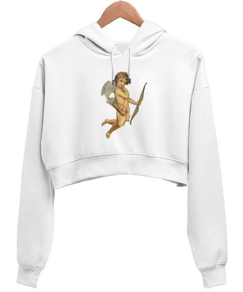 Tisho - angel Kadın Crop Hoodie Kapüşonlu Sweatshirt